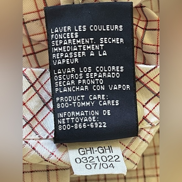 Tommy Hilfiger Button Up Shirt Men's Medium Red Accents Long Sleeve Cotton - Picture 6 of 7